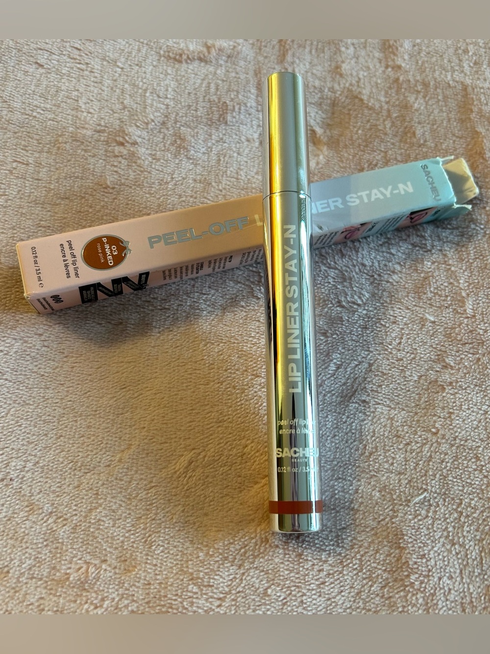 Sacheu peel off lip line stay-n in shade P-inked NIB pink lip liner/stain